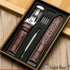 Leather Watch Strap 18 20 22mm with Box Butterfly Clasp Tool Watch Band Set