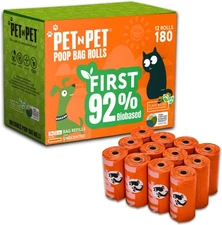 Pet N 180 Counts Dog Poop Bags Rolls, 92% 1 Count (Pack of 180), Orange 