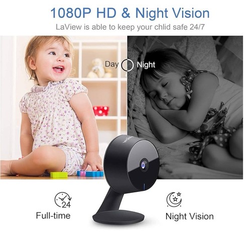 LaView Überwachungskameras 4 Stück Home Security Camera Indoor 1080P LV-PWF1 - Schwarz - Bild 2 von 7