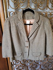 60s/70s Brown Houndstooth Blazer with Piping Detail