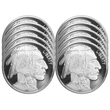 Lot of 10 - 1 Troy oz Buffalo .999 Fine Silver Round