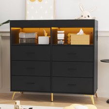 Dresser for Bedroom with 6 Drawers, Baby Changing Table Dresser with Changing...