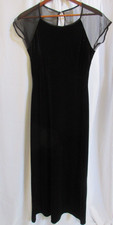 Cachet Elegant Womens VTG Black Velvet Dress w/Sheer Top Zipper SZ 6 EUC