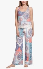 NWT In Bloom by Jonquil Women's XL Patchwork Brushed Knit Pajama Pants Set Peach