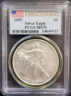2009 $1 PCGS MS70 AMERICAN SILVER EAGLE - FIRST STRIKE - FLAG LABEL - MS 70