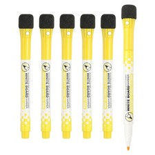 Magnetic Whiteboard Pen, 1-2mm Fine Tip Dry Erase Yellow Markers, 6 Pcs