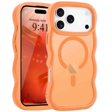 Frosted Mag Safe Case For iPhone 17 Pro Max 16 15 14 13 12 Shockproof Wavy Frame