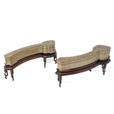 Ruyi Scepter Shaped Chinese Incense Clocks on Rosewood Stands (Pair)