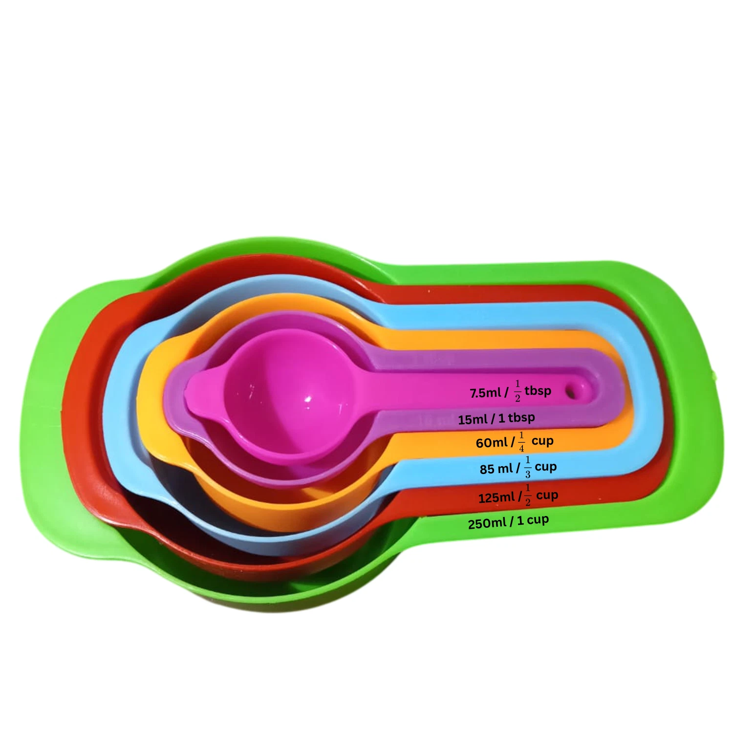Easy Use Colorful Plastic Measuring Cups/Spoons Set Cooking Tool ( 6 Pieces )