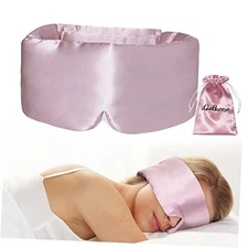 100% Natural Silk Eye Mask for Women Men, Soft Pressureless Cooling Lotus Pink