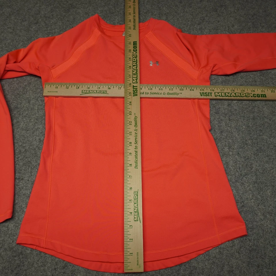Under Armour Women's ColdGear Long Sleeve Top Small Orange Fitted - Image 3 of 4