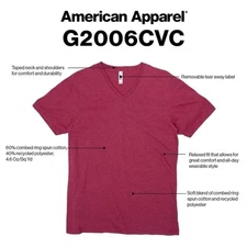American Apparel Unisex CVC V-Neck T-Shirt, Style G2006CVC, 2-Pack
