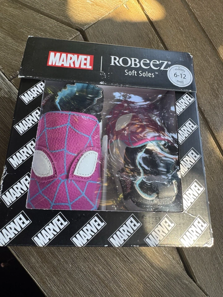 Robeez MARVEL Bebé Suelas Suaves Zapatos Fantasma Araña Talla 6-12 Meses Rosa Blanco Foto 3 de 4