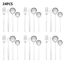 24pcs Silverware Set for 6, Flatware Stainless Steel Cutlery Utensil Kitchen