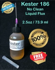 2.5oz / 73.9ml KESTER 186 RMA NO CLEAN LIQUID FLUX NEEDLE TIP BOTTLE
