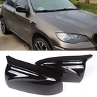 2x Black Rear Side Mirror Cover For BMW E70 E71 X5 X6 2007-2013 Replacement CO
