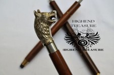 Antique New Designer Golden Finished Lion Brass Head Handle Wooden Walking Stick