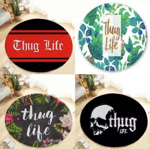 Round Carpet Door Mat Home Room Decal Thug Life Funny Quote Floor None Slip RUG - Picture 1 of 5