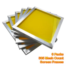 6 Pcs 12"x16" Screen Mesh Frame 305 Mesh Count (120T) for Screen Printing Yellow