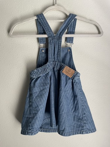 Levis Size 5 Girls Blue Denim Striped Jumper Bib Overall Dress Layering Classic - Picture 5 of 7