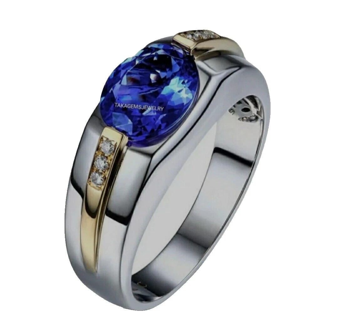 Tanzanita Anillos de Banda Anillo para Hombres 10