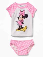 NWT Old Navy Disney Minnie Mouse Rashguard Swim Set Swimsuit UPF 50 Girls 3T