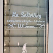 No Soliciting Sign Window Cling Family Friends Neighbors Deliveries Welcome