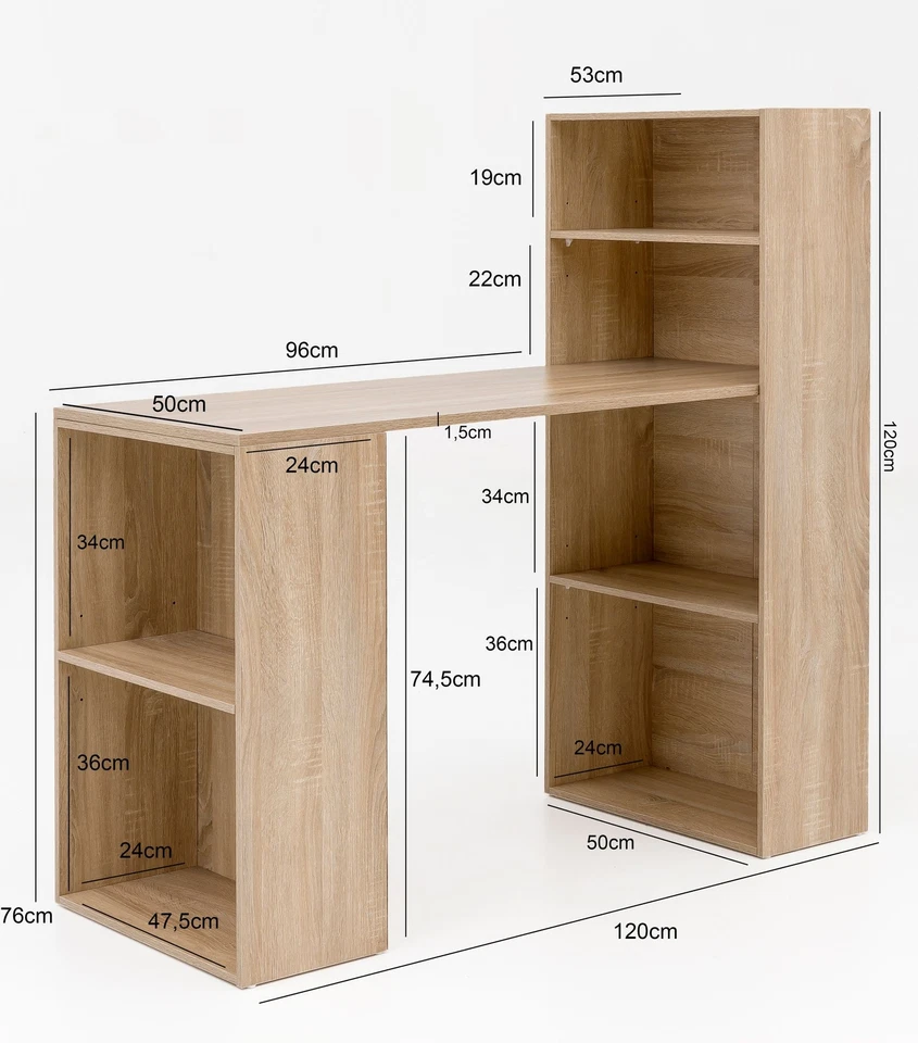 FineBuy Schreibtisch mit Regal 120x120x53 cm Holz Modern Bürotisch PC Tisch - Bild 3 von 4