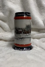 Budweiser 1990 Clydesdales Holiday Beer Stein - An American Tradition - Vintage