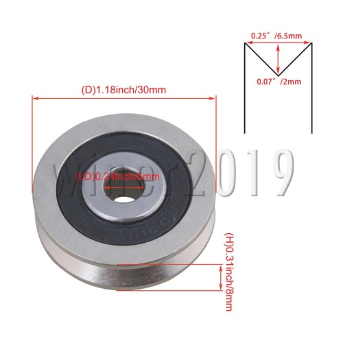 Rodamiento en forma de V polea rueda correderas puerta acero rodillo rueda paquete de 4 - Imagen 6 de 6