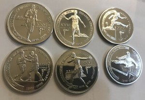 Rare 1996 Tanzania Alum 2000 shillings Atlanta Olympic 6 coins T1-Mintage 100