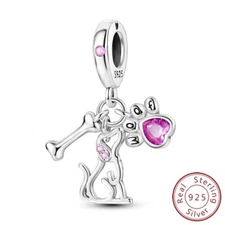 MULA S925 Sterling Silver Charm AAA CZ Dog Paw Bone Dangle For Women Bracelet