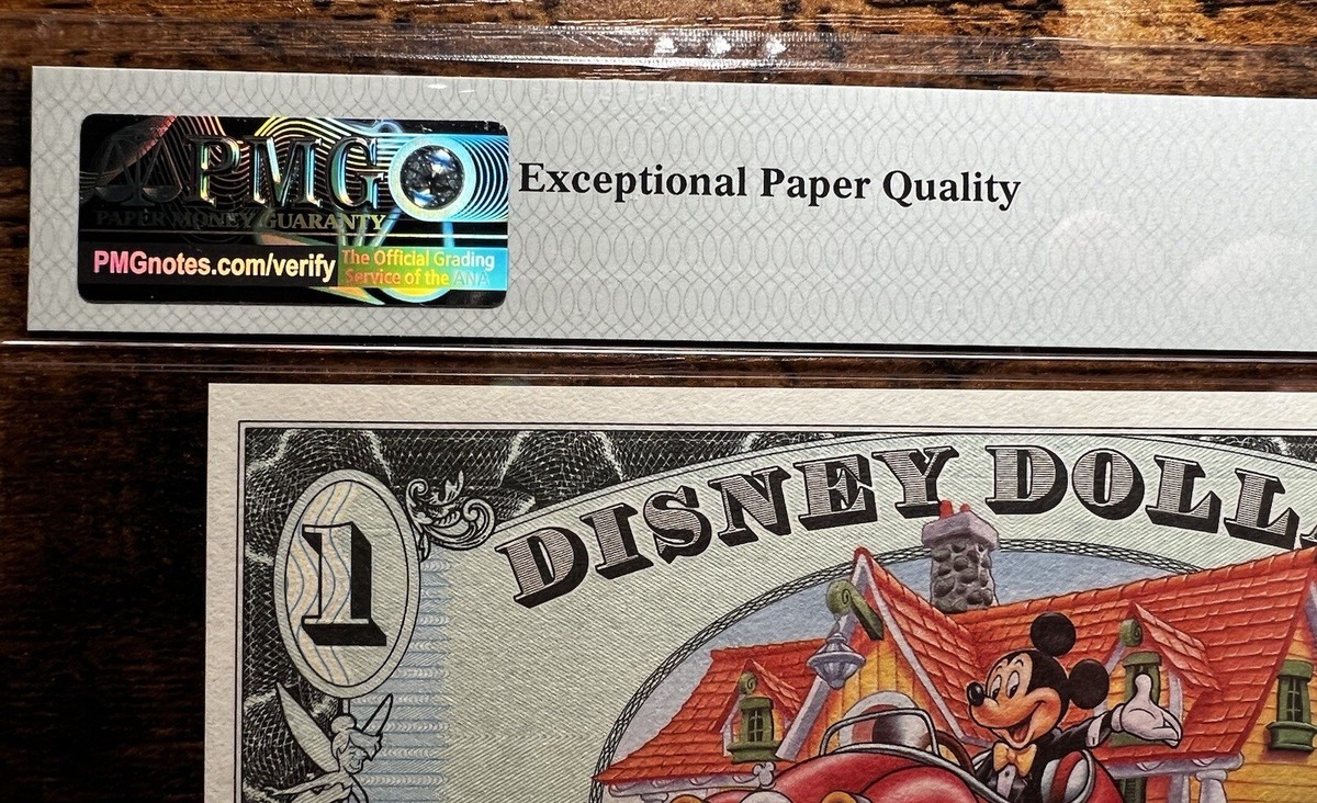 1993 $1 Disney Dollar-Mickey Driving 65th Ann Wanted GEM PMG GEM