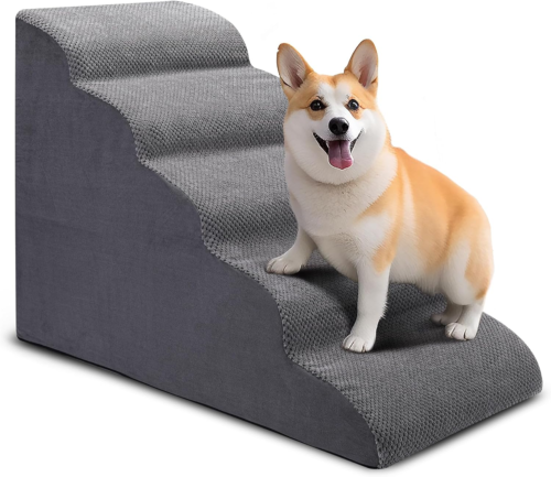 Dog Stairs for Bed, 5 Tier Dog Steps for Couch and High Bed, Non-Slip Pet Stairs