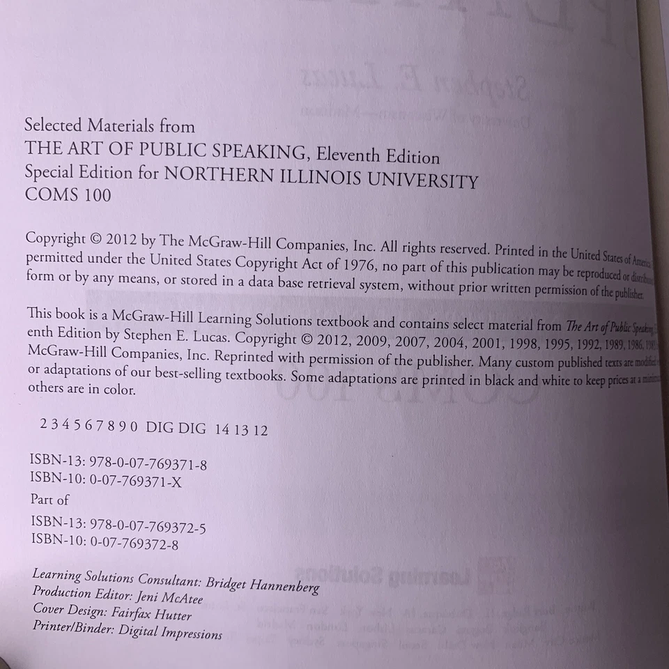 The Art of Public Speaking Special Edition Lucas Northern Illinois University - Image 2 of 4