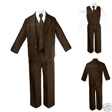 NEW FORMAL DARK BROWN TUXEDO SUIT FOR WEDDING OF INFANT,TODDLER BOY