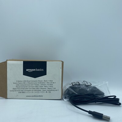 Amazon Basics 3-Tasten USB Kabelgebunden Computer Maus - Schwarz B26