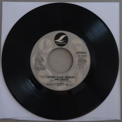 JIM CROCE STONE WALLS/CHAIN GANG MEDLEY LIFESONG RECORDS VINYL 45 VG 25-98