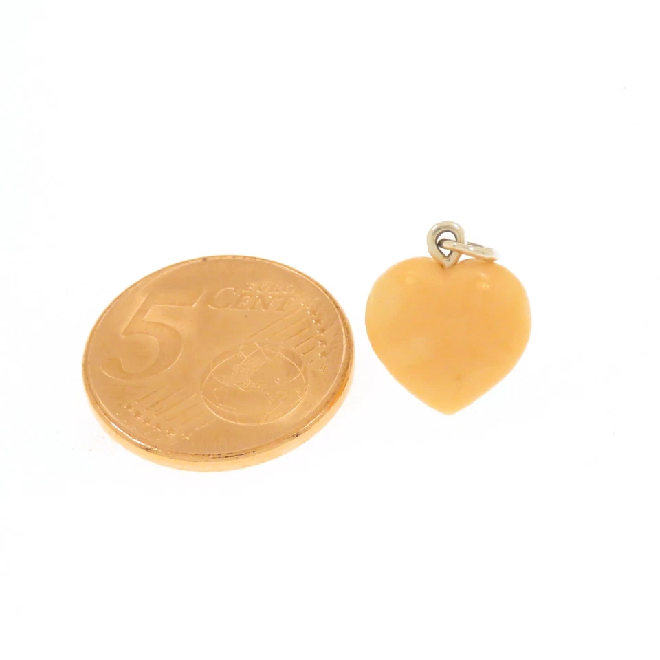 Ciondolo cuore artigianale in corallo rosa con anello in argento 925 - Immagine 4 di 4