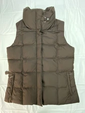 Eddie Bauer Womens Vest Size Medium Full Zip Pockets Goose Down Brown