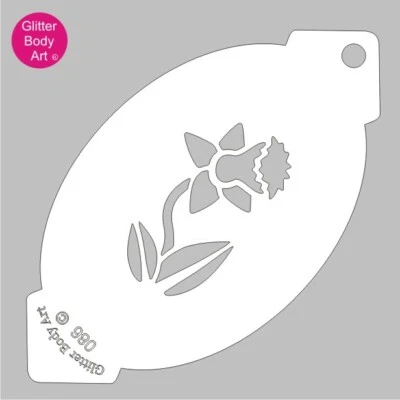 GLITTER BODY ART LTD Daffodil Stencil Template 086 - Kids Party, Reusable Face Paint Stencil