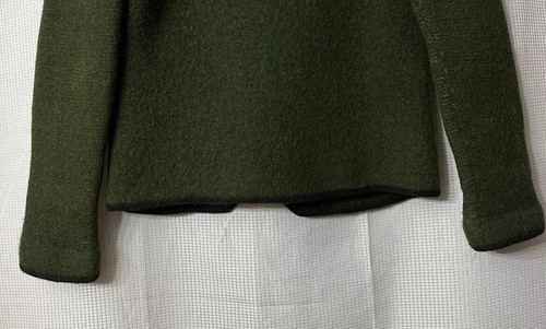 Vintage 40s 50s Hofer Boiled Wool Green Womens Jacket Blazer Coin Buttons Size M - Picture 10 of 11