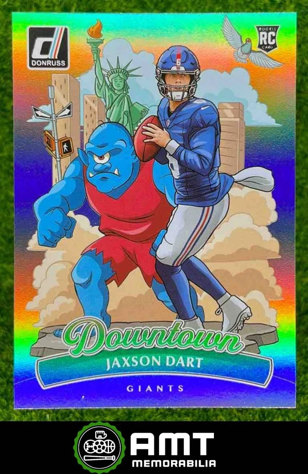 2025 Panini Donruss #14 Jaxson Dart Downtown! SP New York Giants RC