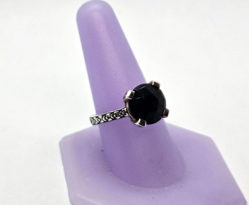 STEPHEN DWECK 925 Sterling Silver Black ONYX RING Carved Floral Band SZ 9