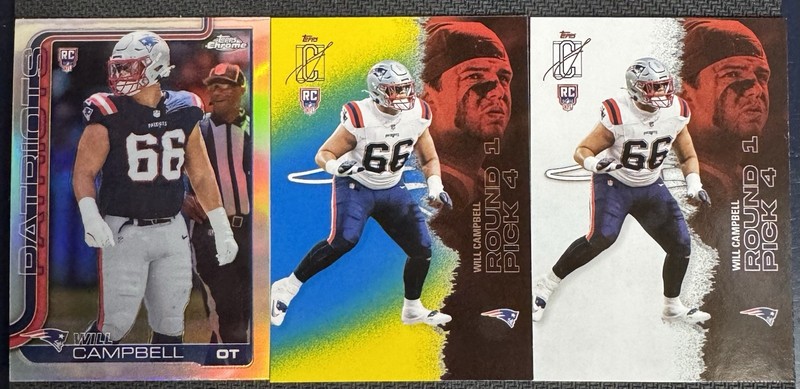 2025 NFL Topps Signature/Chrome - Will Campbell RC OL NE Pats “Silver/Yell” 💎🔥