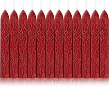 12 Pcs Sealing Wax Sticks with Wicks, Antique Wine Red Wax Seal Sticks for Wa...
