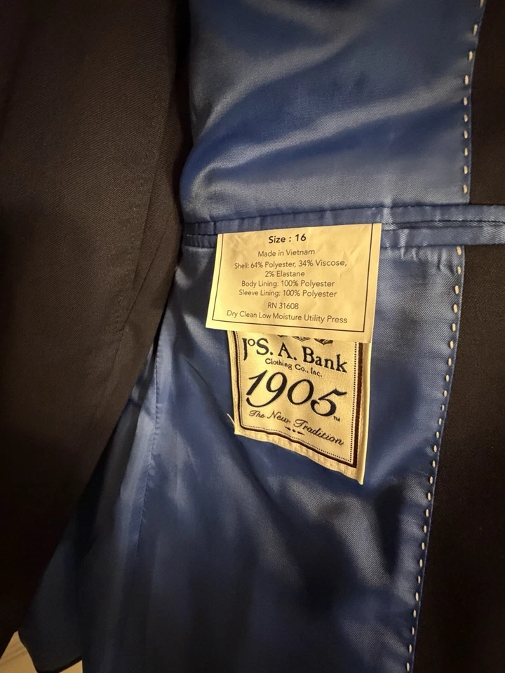 Traje Jos A Bank - Niños Talla 16 Azul Marino - Usado Una Vez Foto 3 de 4