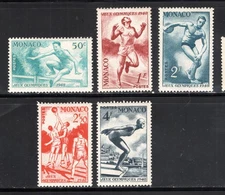 Monaco Stamp Scott #204-208, Olympic Games 1948, Set of 5, MNH, SCV$7.50