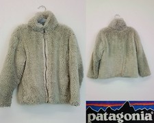Patagonia Lunar Frost Faux Fur Jacket Girl's M (10) Gray Full Zip #J3998