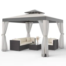 10'x10' Patio Gazebo Tent Outdoor Canopy Shelter w/Mosquito Netting Shade